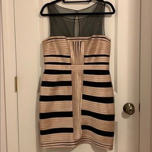 BCBG MaxAzria Black and Gold Bandage Dress